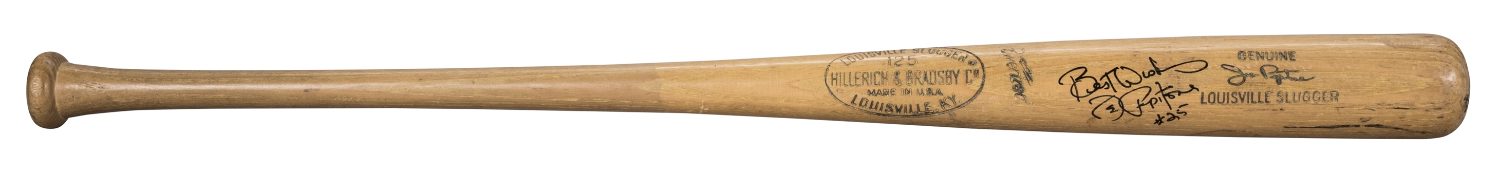 1966-68 Joe Pepitone Game Used, Signed & Inscribed Hillerich & Bradsby P104 Model Bat (PSA/DNA GU 8)